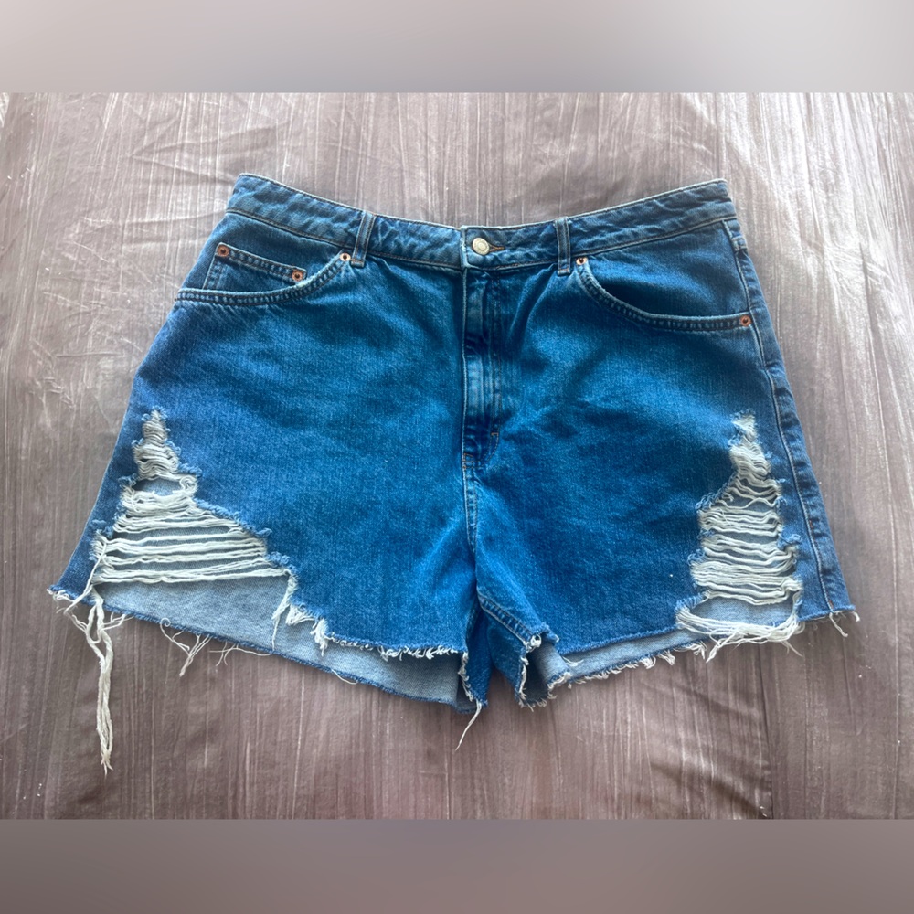 Topshop high waisted denim shorts, size 14